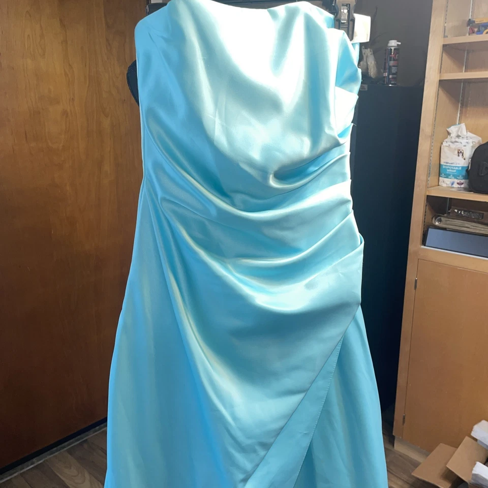 Vintage DEB Prom Pageant Special Occasion Strapless Teal Blue - Image 2 of 4