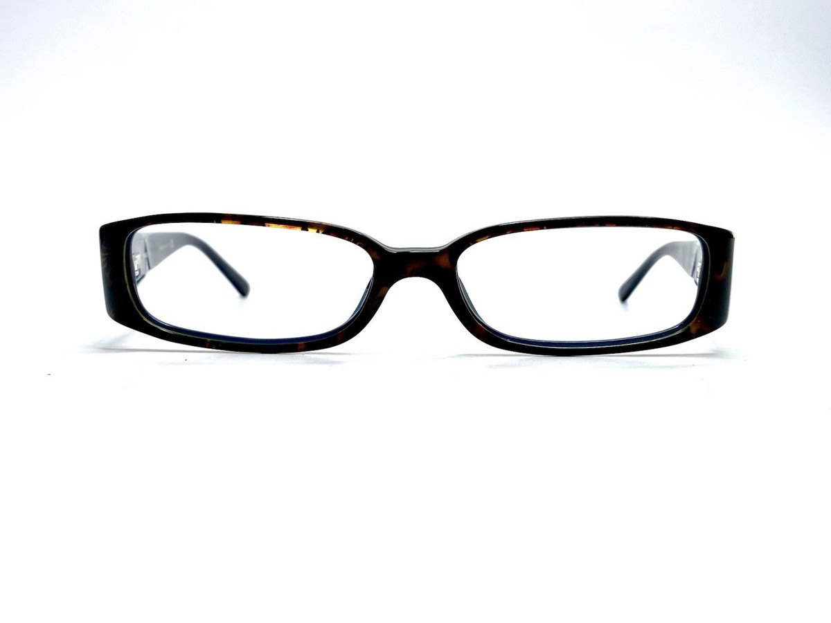 Vintage Chanel Brown Floral Rectangular Eyeglass Made In Italy CHANEL Black Brown Floral Rectangular Glasses Wide Temples  main image 2