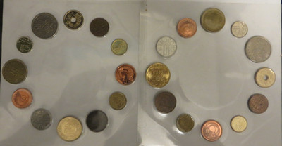 2X EURO-ZONE Countries Foreign Coin Set! Stock Photo