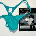 Men's Size L (USA-M) Sheer See Through T-Back Thong - Aqua - Waffled Fabric — photo 2