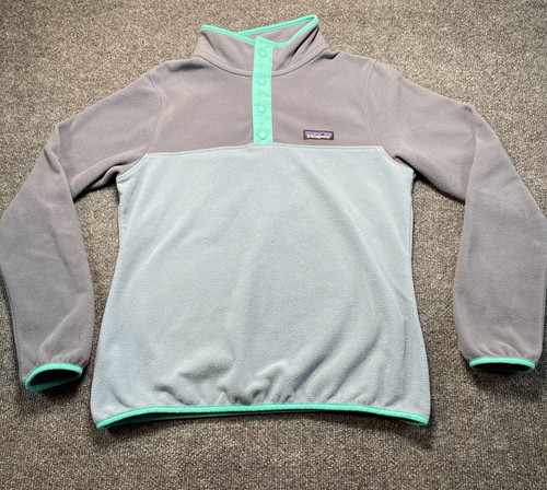 Patagonia Micro D Snap-T Fleece Pullover Womens Small Gray Blue Teal 26020