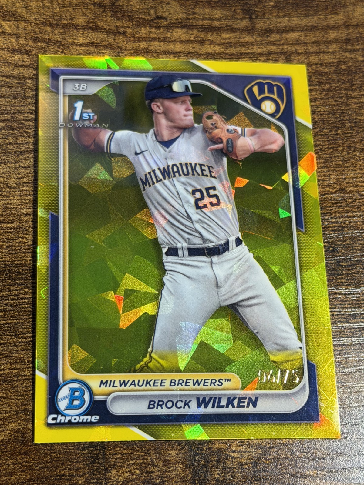 BROCK WILKEN 2024 Bowman #BCP-86 1st Yellow Sapphire Refractor /75