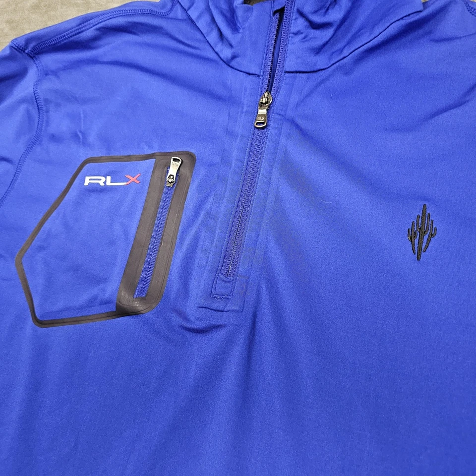 Pullover RLX Ralph Lauren Para Hombres XL Azul Cuarto Cremallera Golf Rendimiento Elástico Foto 3 de 4