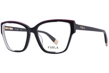 Furla VFU718 0700 Eyeglasses Frame Women's Black Full Rim Cat Eye Style 55mm
