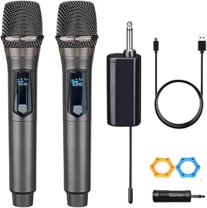 Microphone sans fil, Rechargeable Fixe Fréquence Microphone Sans fil double, Handh