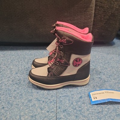 NEW GIRLS TOTES THERMALITE BEAVER BLACK PINK WINTER SNOW BOOTS SZ 13