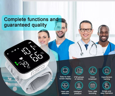 Digital Wrist Blood Pressure Monitor with LED Display  Heart Rate Automatic Cuff