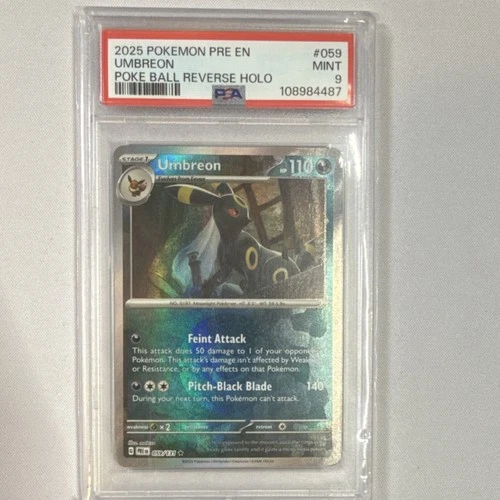 Umbreon Pokémon Sv: Prismatic Evolutions 059/131 Rare Reverse Holo PSA 9 2025