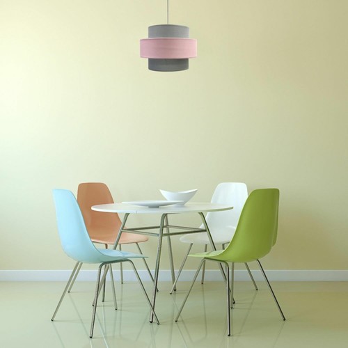 Easy Fit Light Shade Pink and Grey Design 2 Tier Ceiling Lighting Pendant - Picture 5 of 6