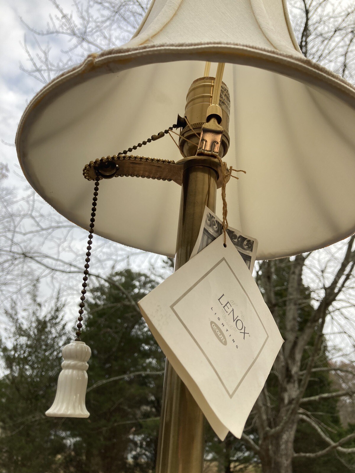 Lenox Lamp By Quoizel Original Shade/ Hang Tag And Finial 33