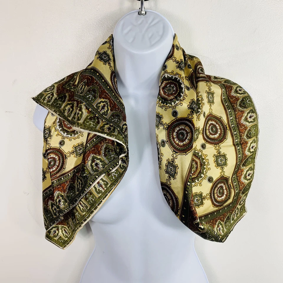 Bufanda cuadrada para mujer sin marca tono joya medallón amarillo rojo verde DE COLECCIÓN Foto 3 de 4
