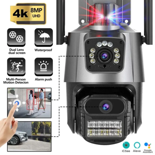 8MP 4K Wifi Camera Dual Lens Security Protection Waterproof Security camerA - Afbeelding 1 van 15