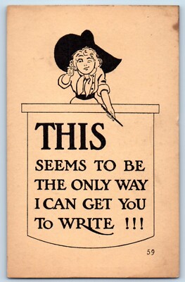 Cowgirl Postcard Outlaw Hold Up With Gun The Only Way I Can Get You To Write