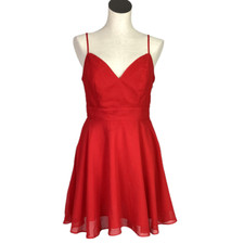 Lulus Skater Dress Womens M Red Lace Button Back Cocktail Flirting with Forever