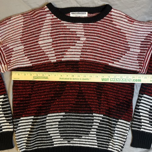 Vintage Eric Rhodes Sweater Men's Size Medium 90s Color Block Pullover Red - Picture 4 of 6