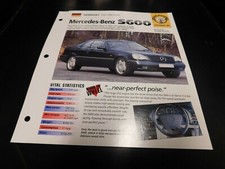 1991+ Mercedes Benz S600 Spec Sheet Brochure Photo Poster