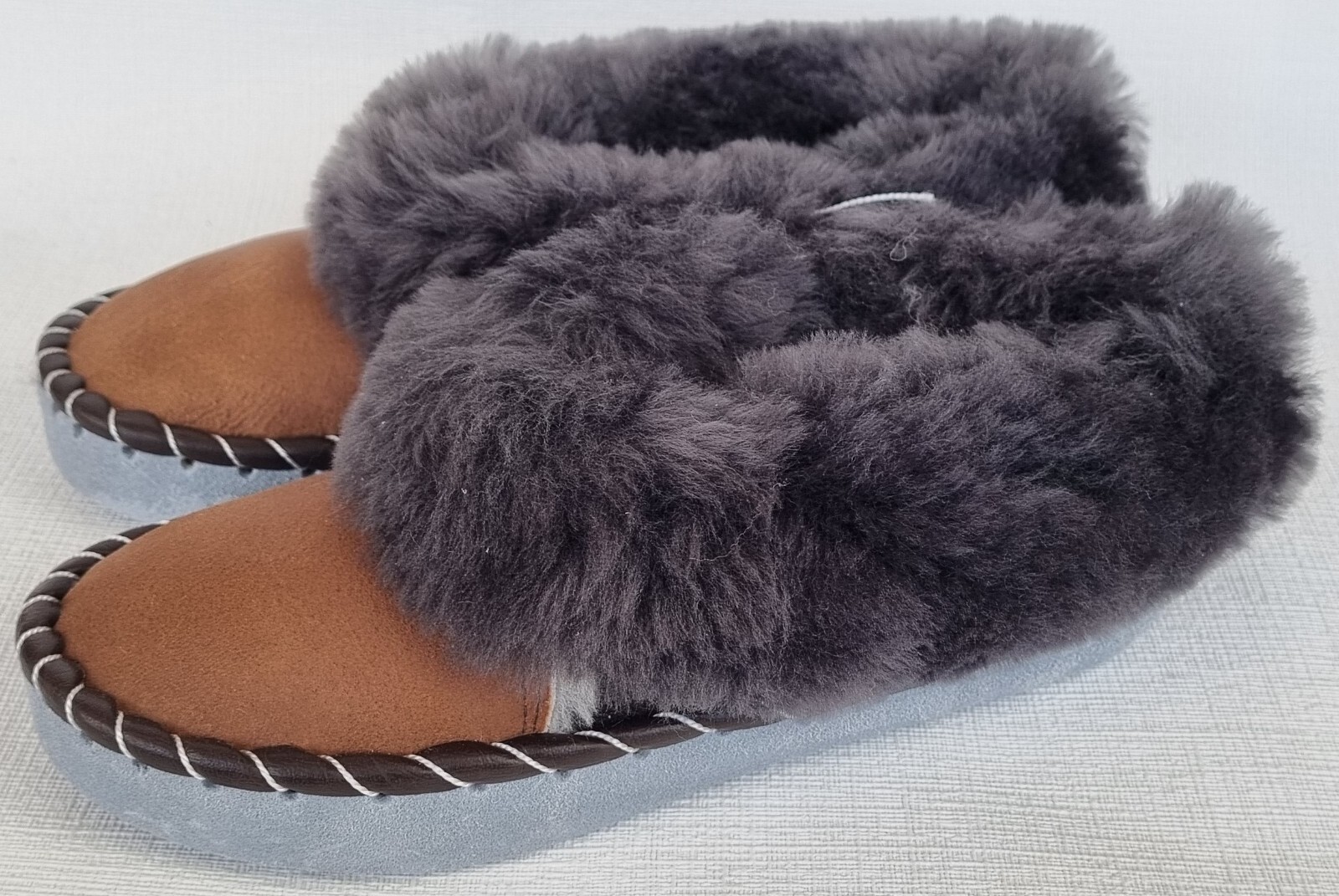 APL PELLICCIA DI AGNELLO PANTOFOLE calde mocassino taglia 37 NUOVE pelle di pecora pelle fatte a mano marrone1