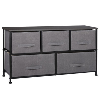 5 Drawers Fabric Dresser for Bedroom Storage Tower Organizer Furniture Grey  | eBay