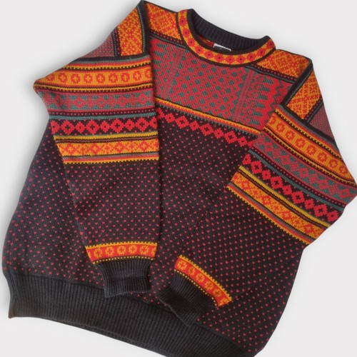 Vtg Dale Of Norway Wool Sweater Black Red Green Nordic Pullover Crew Ski Sz XL - Picture 3 of 10