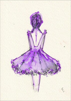 Original Tuschefigurative weibliche Ballettskizze, zeitgenössische Wandkunst, signiert