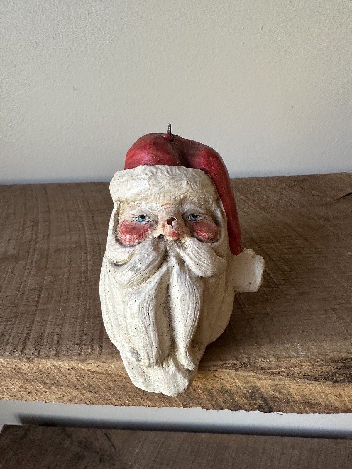1988 Hand-Carved 3-Inch Santa Head Folk Art Christmas Ornament by House of Hatten  -image