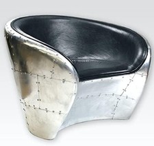 Aircraft Clubsessel Leder Sessel Loungesessel Schwarz Cocktailsessel Ledersessel
