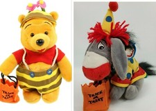 Disney World Halloween Eeyore Clown Pooh Bee Bean Bag Set Rare 