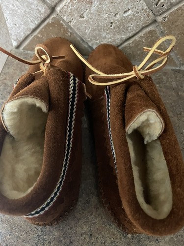 minnetonka moccasins brown suede laced braided pattern size 7 - Picture 4 of 6