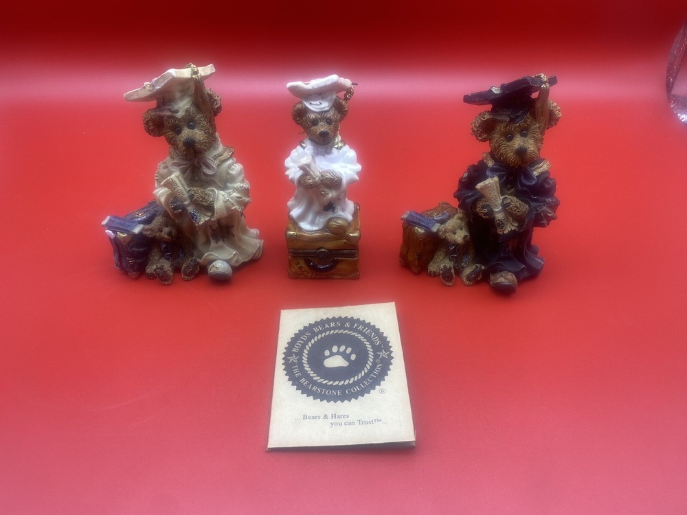 Graduation Boyd's Bears Lot 3 Pieces Some w/Boxes Trinket Box 1st Editions