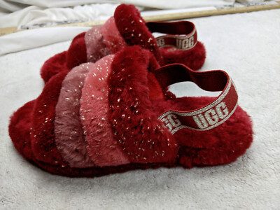 UGG Fluff Yeah Metallic Sparkle Youth 5 37 Red Slipper Model 1125952K