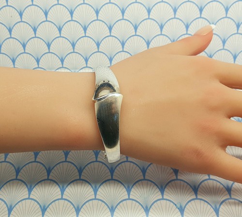 Brazalete brazalete vintage grueso de plata de ley 925 maciza con bisagras - 41,7 g - Imagen 3 de 7