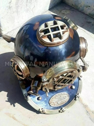 Antiguo casco de buceo de 18" vintage BOSTON MARK V U.S Navy Deep Sea Divers réplica - Imagen 6 de 8