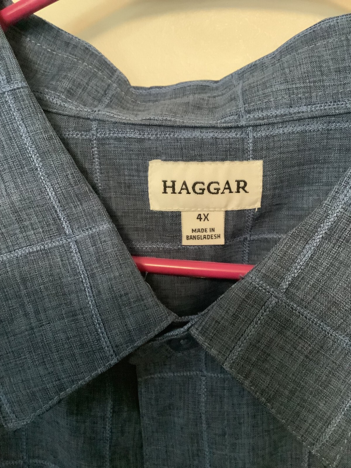 Haggar Men's London Blue Short Sleeve Button Down Shirt Size 4XL Brand