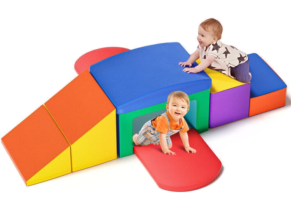 6 Piece Climb and Crawl Activity Playset Soft Foam Blocks for Toddler Learning - Image 2 of 4
