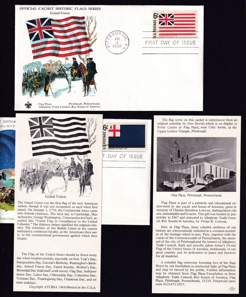 1968 Historic Flags Sc 1345-1354 set of 10 with ATCBSA Boy Scouts cachets folio - Image 2 of 4