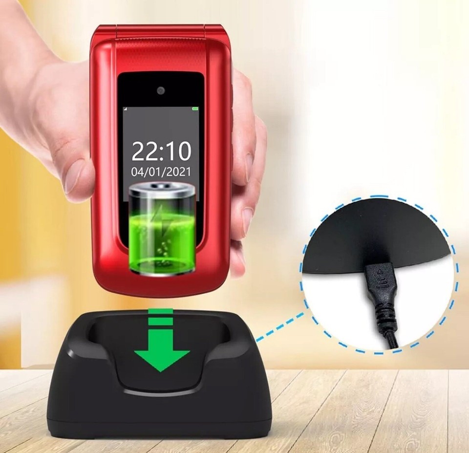 Simple Flip Mobile Phone Loud Elderly Big Button Basic Senior Unlocked