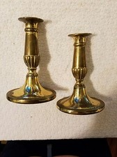 Brass Stick Candle Holders Oval Base 6 1/4" Tall 