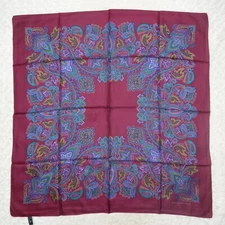 JEAN LOUIS SCHERRER Red Paisley Silk Scarf Scarves 34.5" X 35" O369