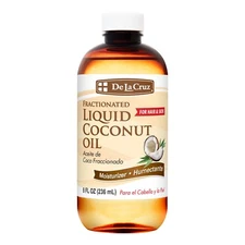 De La Cruz Fractionated Liquid Coconut Oil, Moisturizer for Hair & Skin, 8 FL OZ