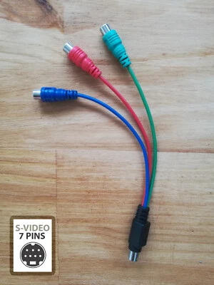 Câble S-Vidéo mini DIN 7 broches mâle vers 3 RCA femelle Composante (component) - Photo 1/4