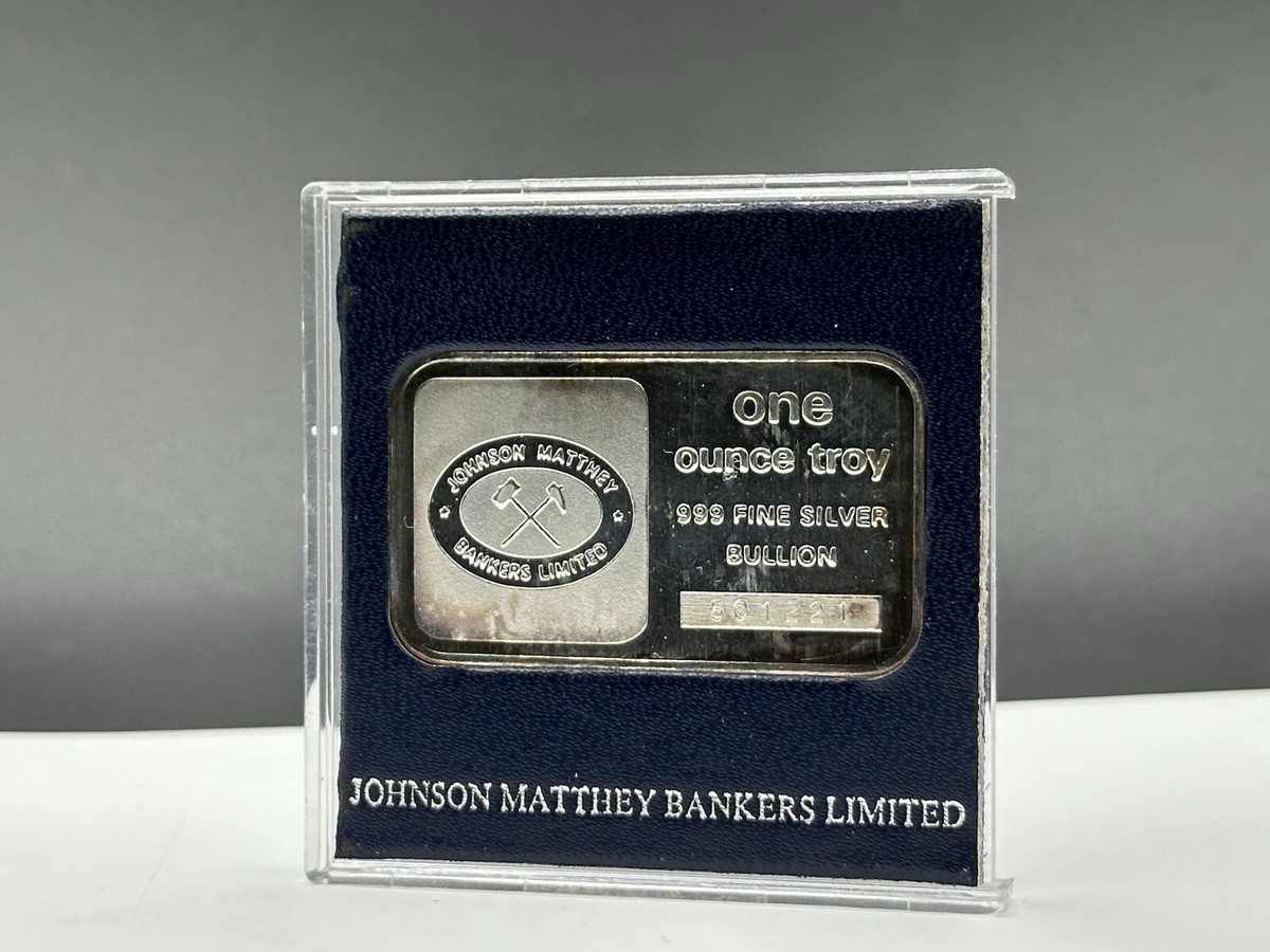 L438 イギリス JOHNSON MATTHEY 1オンス　カプセル付き Rare Johnson Matthey London Bankers limited 1 oz 999 Silver