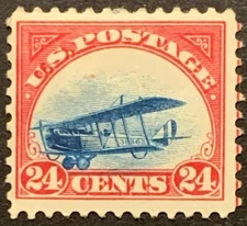 C3 (24c Jenny) - "VERY LOW" PLANE - DRAMATIC VIGNETTE SHIFT - RARE as SUCH !!