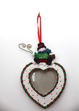 Resin Snowman Heart Mini Picture Frame Hanging Christmas Ornament