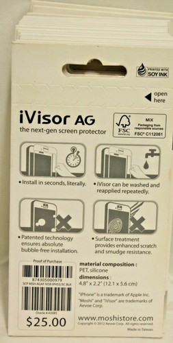 Apple iPhone 5, 5s, or 5c Screen Protector by Moshi iVisor AG Black or White - Picture 5 of 9