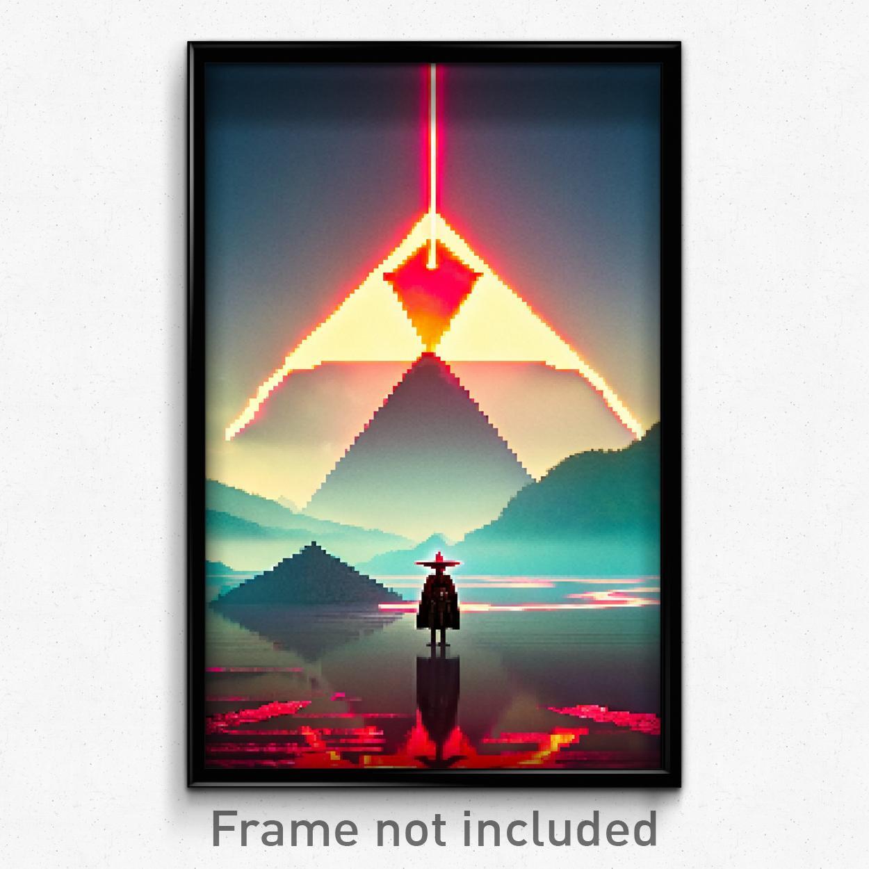 8 Bit Psychedelic Pixel Art Poster - Elaborate Delta Trippy Video Game Print