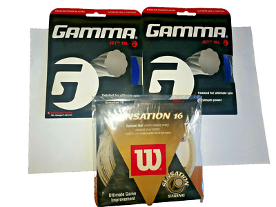 Gamma Jet 16L (x2), Wilson Sensation 16 (x1) Tennis Strings