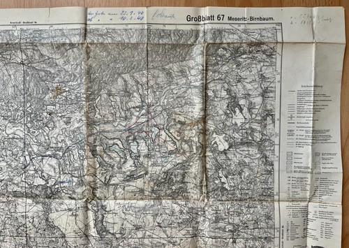 altes Grossblatt Nr. 67 MESERITZ - BIRNBAUM Maßstab 1 : 100000 1940 ( F24542 - Bild 2 von 5