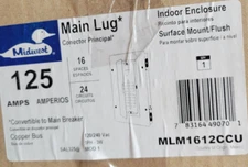 Midwest MLM1612CCU 125a 120/240v 1ph 3w Main Lug Surface Mount Brand New