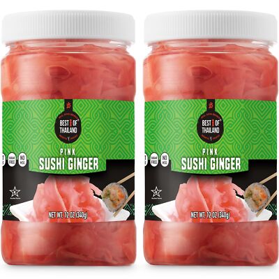	Best of Thailand Pink Pickled Sushi Ginger No MSG 2 Jars 12oz	