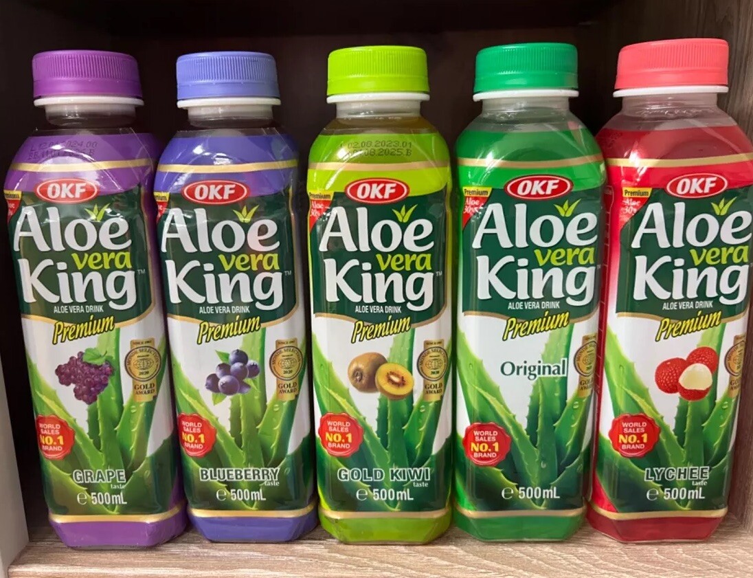 OKF Aloe Vera King Getränk Original Trauben KIWI Blaubeere Lyrische 5x500ml